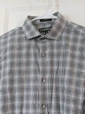 Express Shirt Men's Medium (15-15.5) Plaid Long Sleeve Button Up Dress Shirt